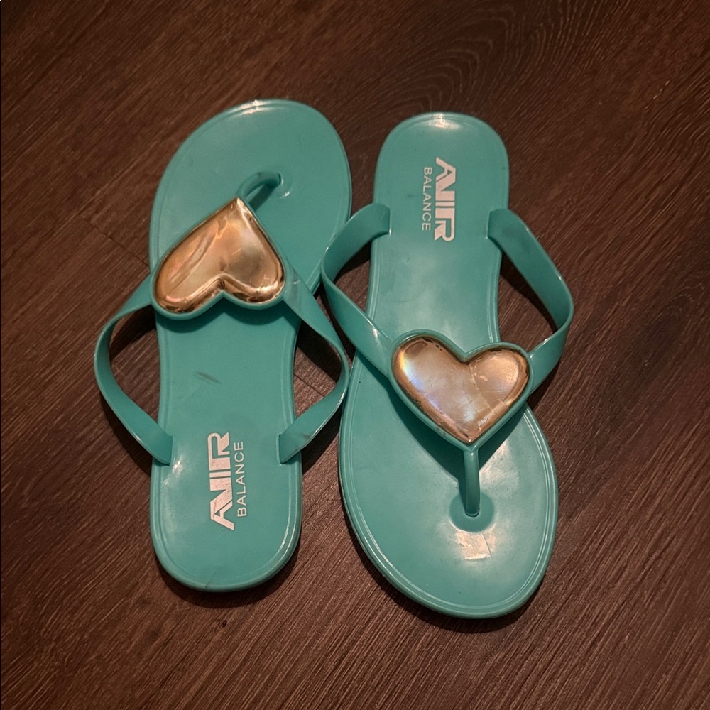 $ Clearance Sale $ Air Balance Teal and Gold Heart Sandals